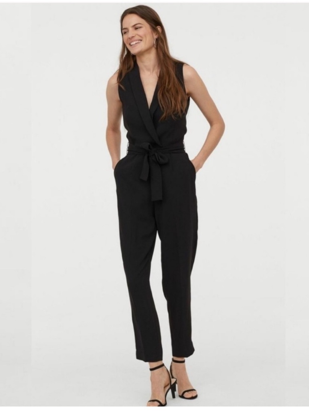 H&M black sleeveless wrapover front jumpsuit NWT sz 10
